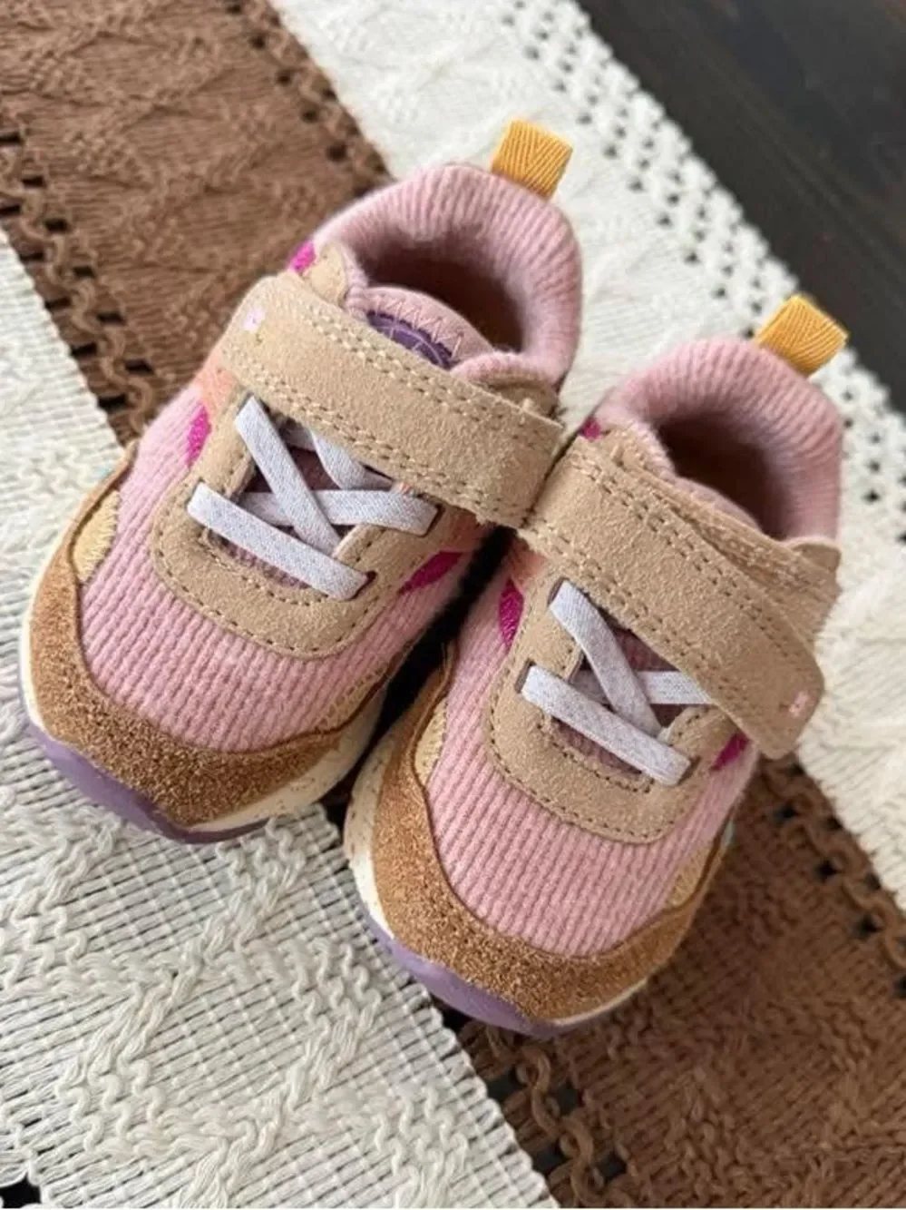 NEXT US Infant Pink Multi Elastic Lace Touch Fasten Trainers Sneakers